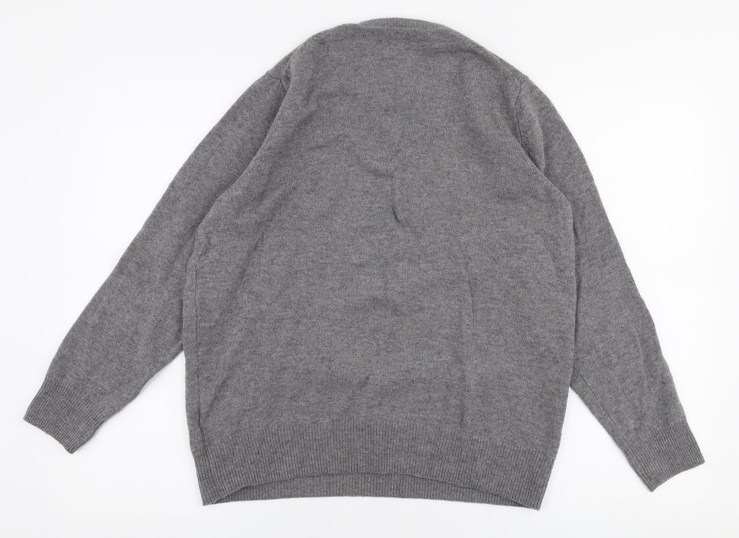 Marks and Spencer Mens Grey Round Neck  Wool Pullover Jumper Size M