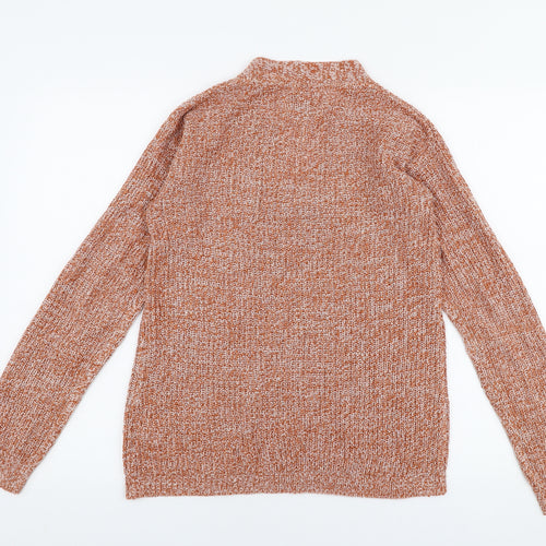 Papaya Womens Orange V-Neck  Acrylic Pullover Jumper Size S