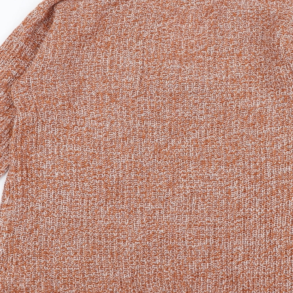 Papaya Womens Orange V-Neck  Acrylic Pullover Jumper Size S