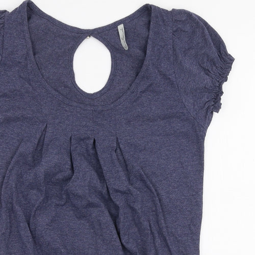 Evie Womens Blue  Cotton Jersey Blouse Size 10 Round Neck