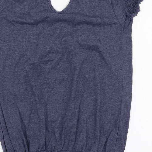 Evie Womens Blue  Cotton Jersey Blouse Size 10 Round Neck