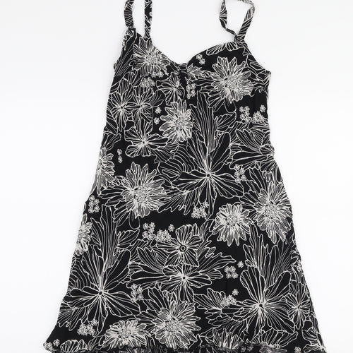 Riviera Womens Black Floral Viscose A-Line  Size 10  Sweetheart Pullover