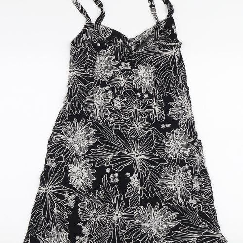 Riviera Womens Black Floral Viscose A-Line  Size 10  Sweetheart Pullover