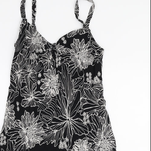Riviera Womens Black Floral Viscose A-Line  Size 10  Sweetheart Pullover