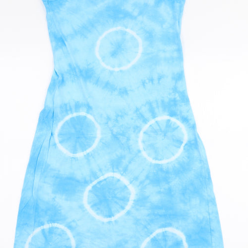 For Women Womens Blue Tie Dye Polyester A-Line  Size 10  Round Neck Pullover