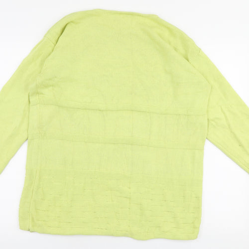 Oui Womens Yellow Round Neck  100% Cotton Pullover Jumper Size M