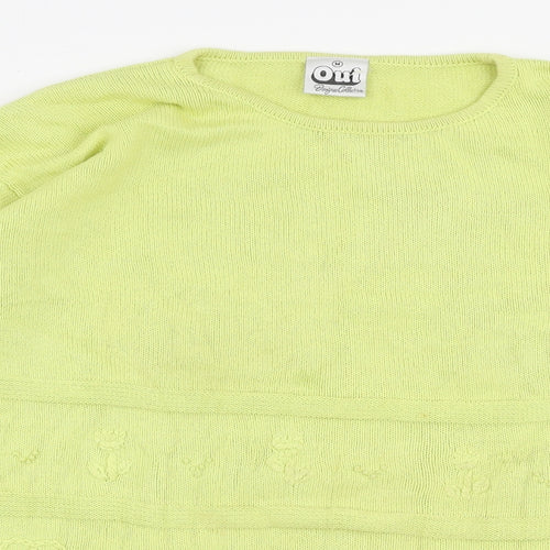Oui Womens Yellow Round Neck  100% Cotton Pullover Jumper Size M