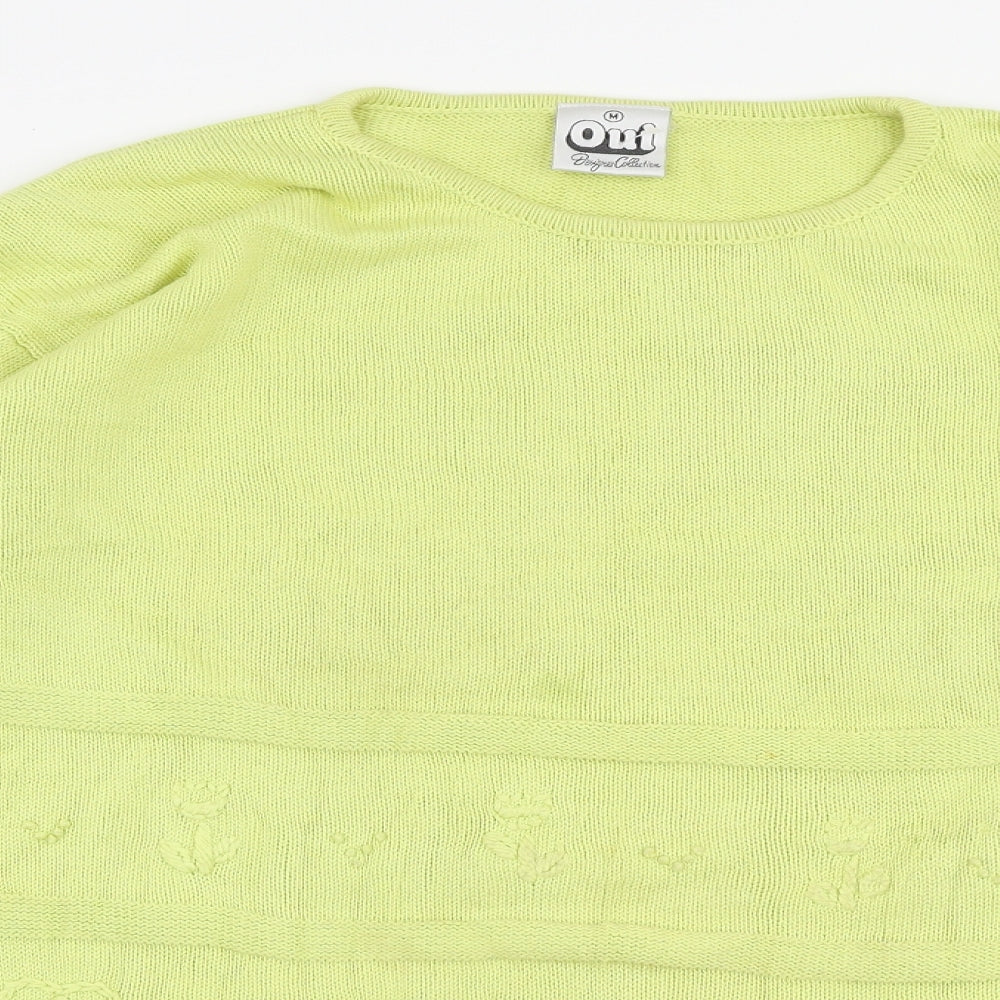 Oui Womens Yellow Round Neck  100% Cotton Pullover Jumper Size M