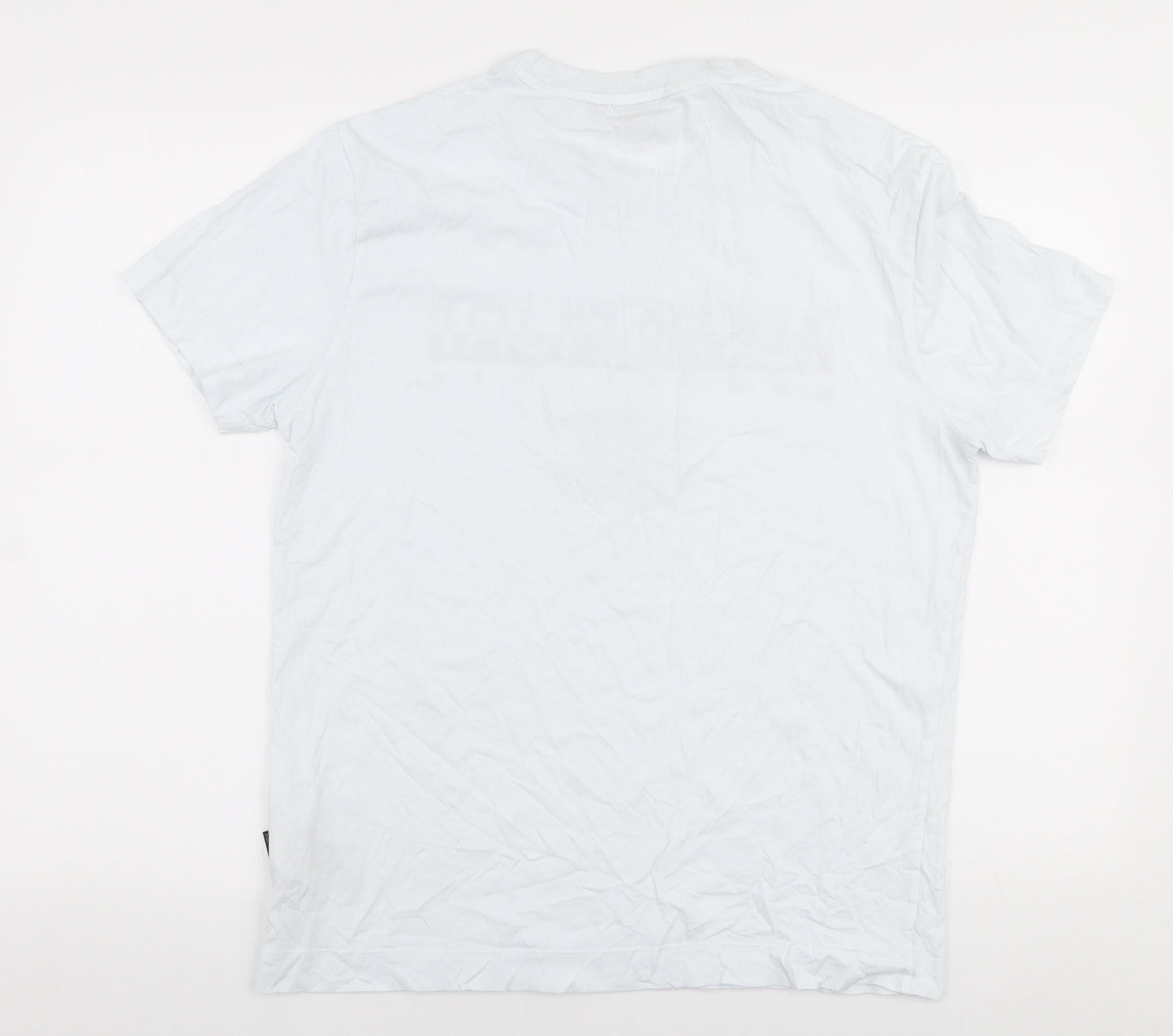 Napapijri Mens White  Cotton  T-Shirt Size L Round Neck