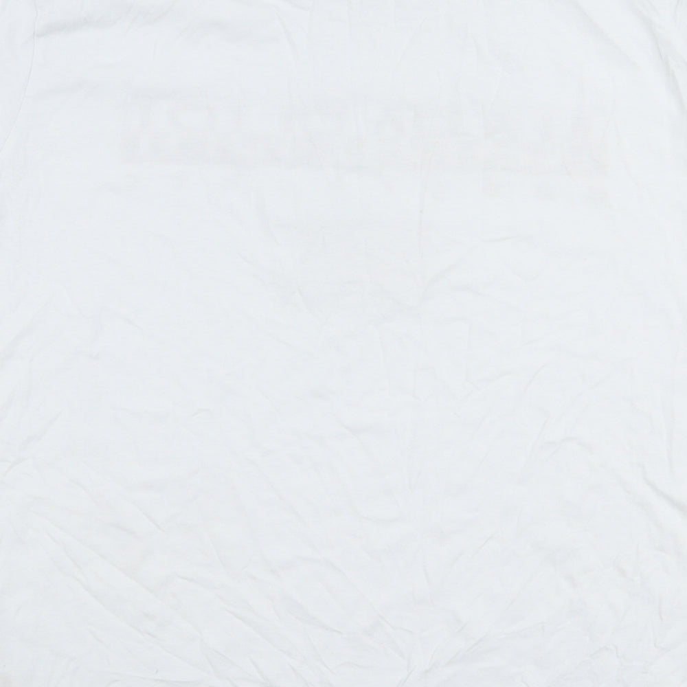 Napapijri Mens White  Cotton  T-Shirt Size L Round Neck