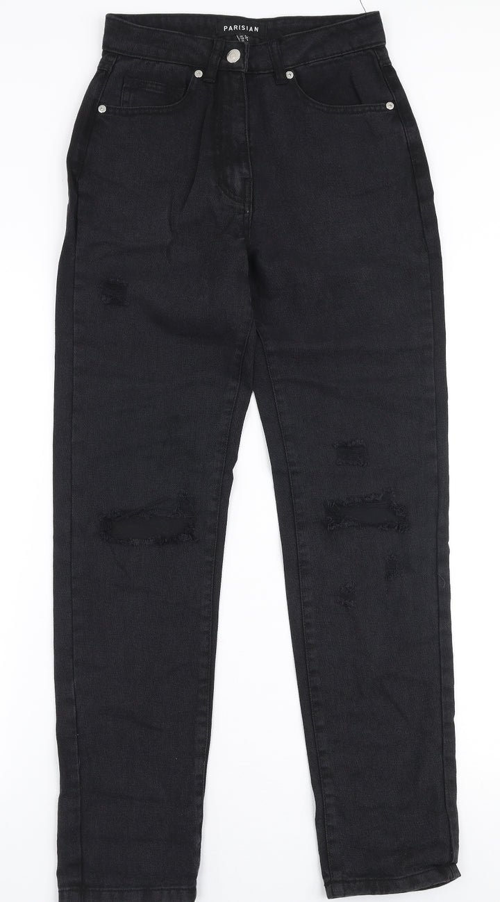Parisian Womens Black 100% Cotton Mom Jeans Size 6 L28 in Regular Zip