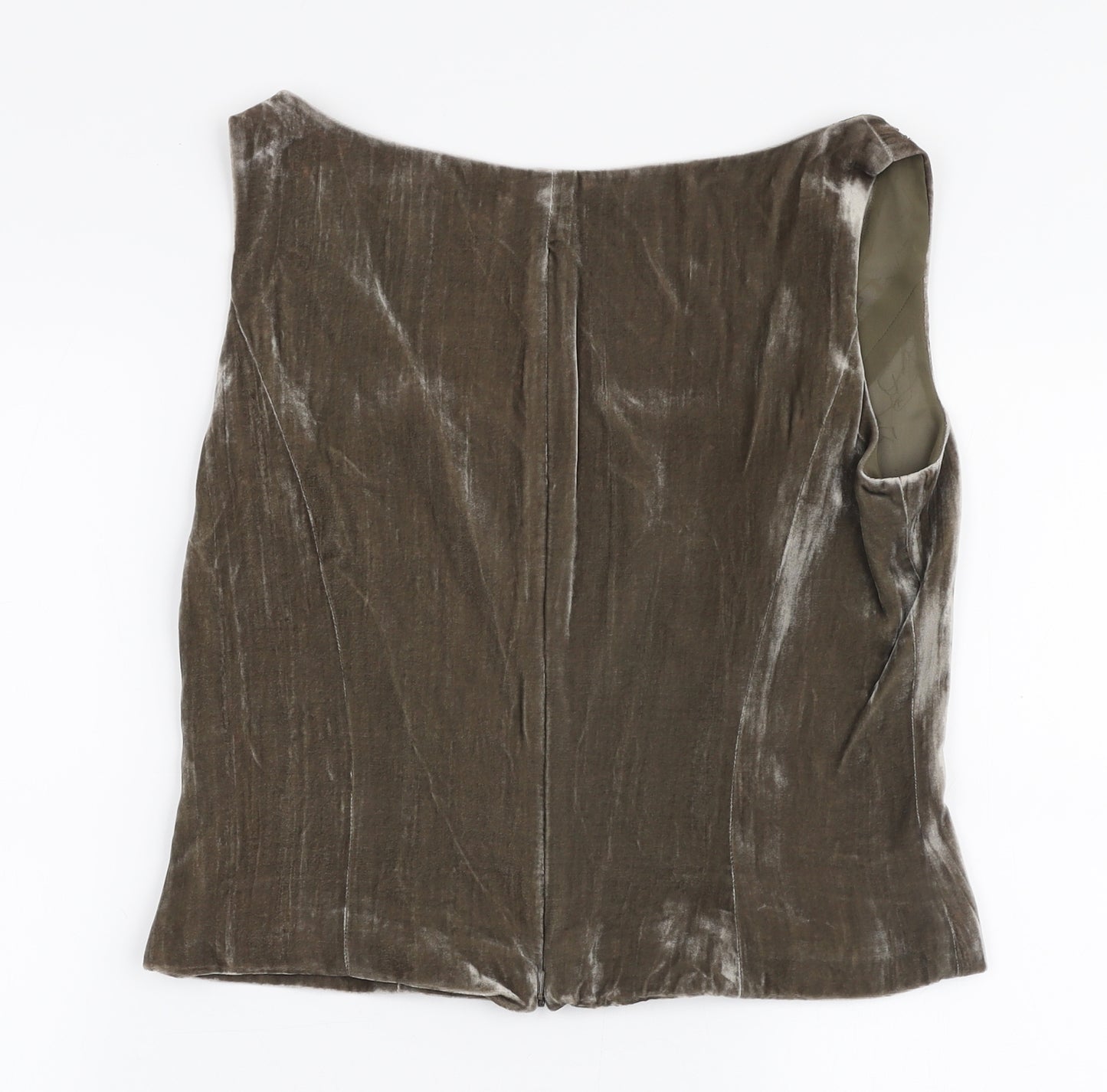 Decisions Womens Beige  Silk Cropped Tank Size 10 Round Neck