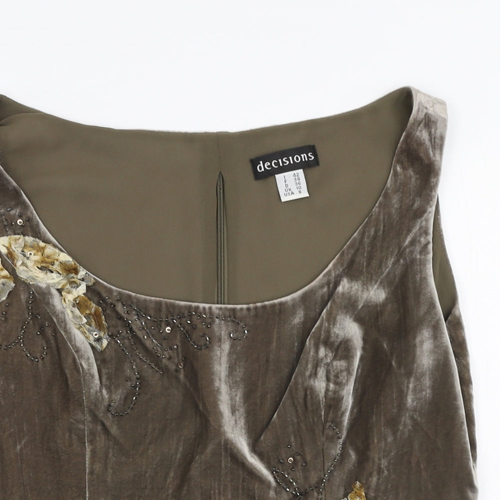 Decisions Womens Beige  Silk Cropped Tank Size 10 Round Neck
