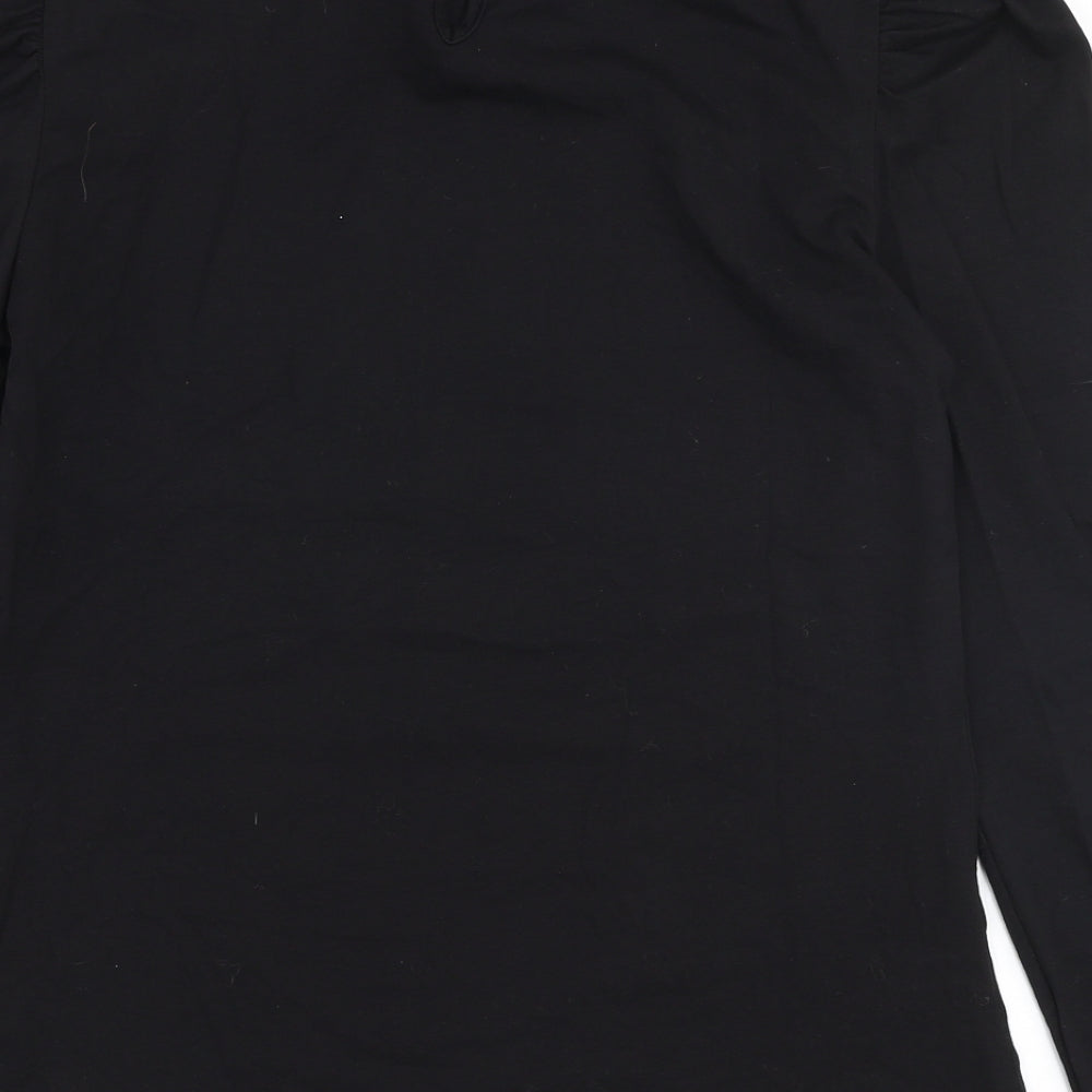 Quiz Womens Black  Cotton Jersey Blouse Size S Collared