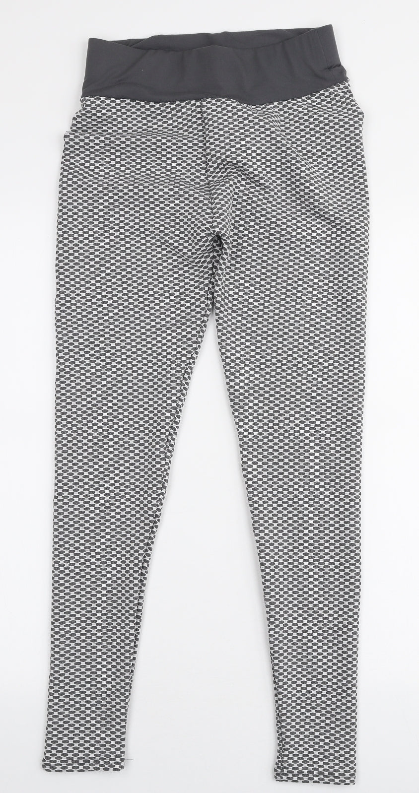 Preworn Womens Grey Geometric Polyester Capri Leggings Size M L26 in