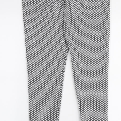 Preworn Womens Grey Geometric Polyester Capri Leggings Size M L26 in