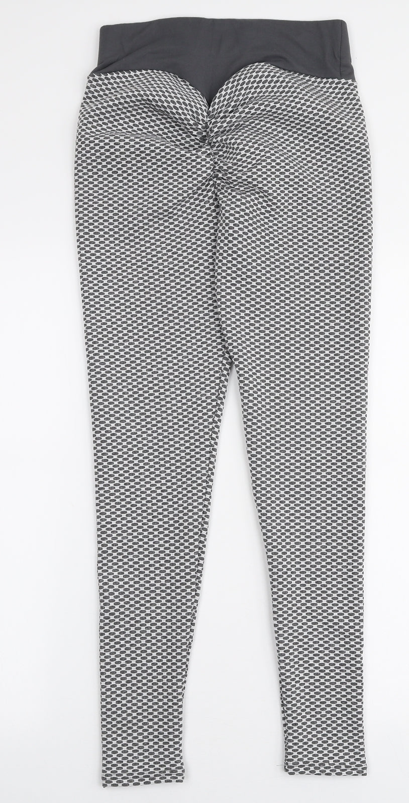 Preworn Womens Grey Geometric Polyester Capri Leggings Size M L26 in