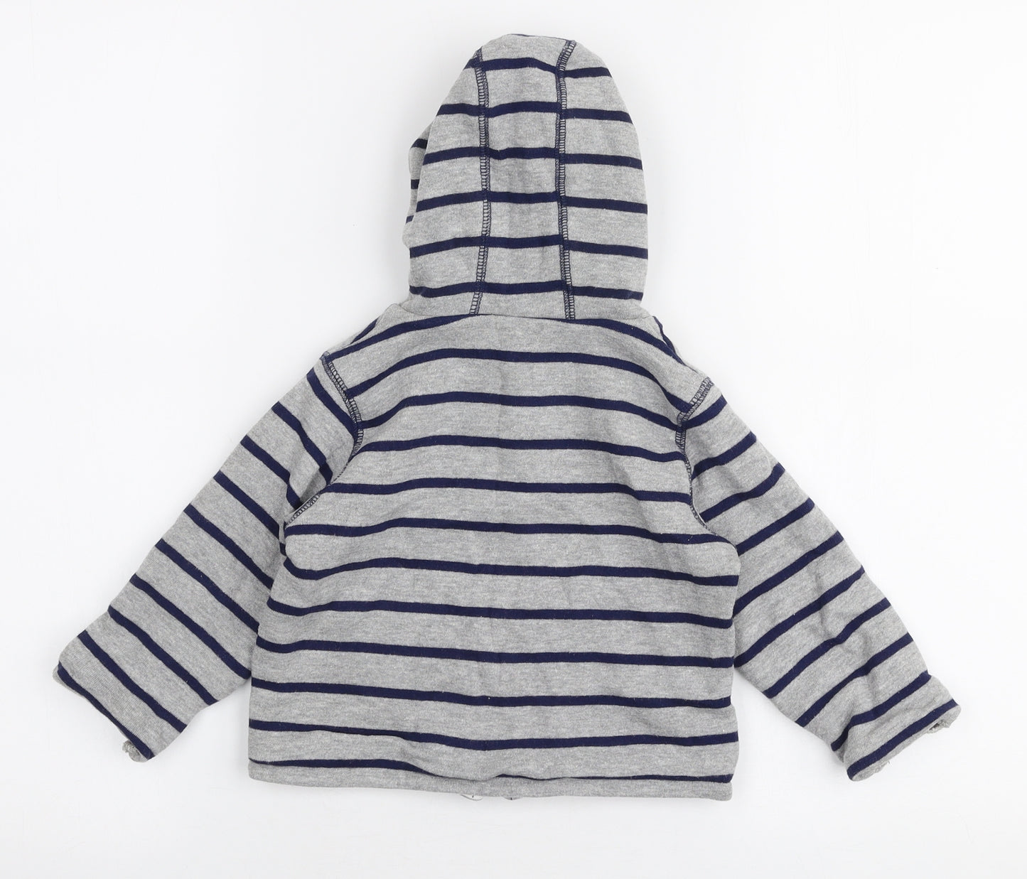 Lilly & Sid Boys Multicoloured Striped Cotton Jersey T-Shirt Size 18-24 Months V-Neck Zip - Reversible hoodie