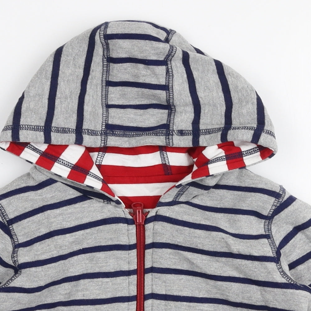 Lilly & Sid Boys Multicoloured Striped Cotton Jersey T-Shirt Size 18-24 Months V-Neck Zip - Reversible hoodie