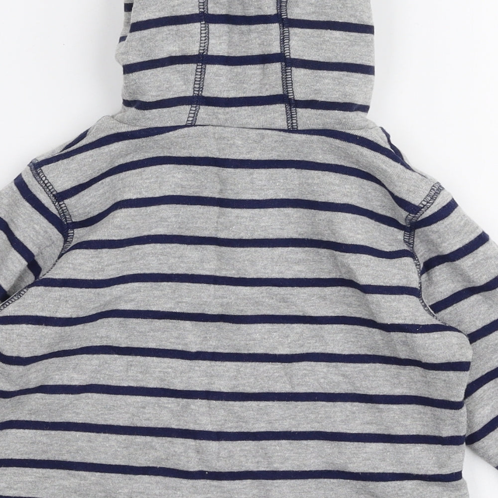 Lilly & Sid Boys Multicoloured Striped Cotton Jersey T-Shirt Size 18-24 Months V-Neck Zip - Reversible hoodie