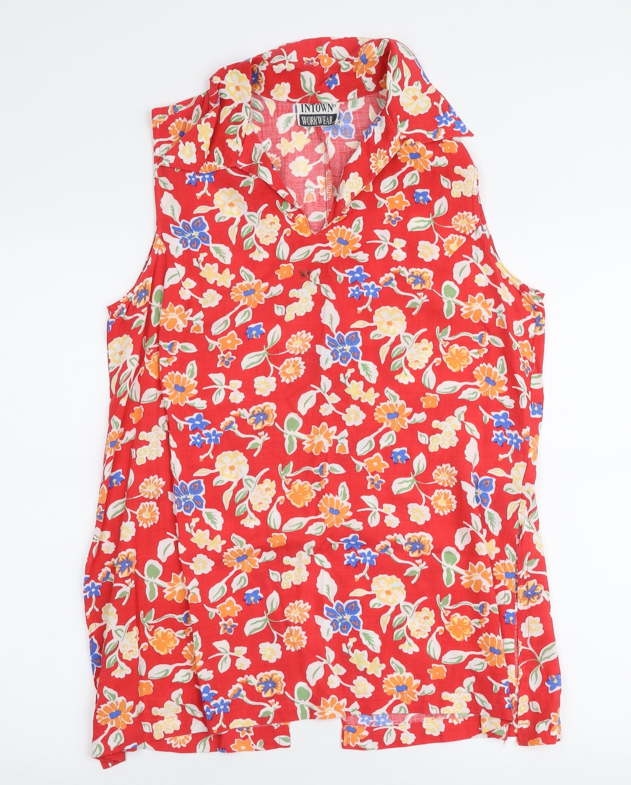 Intown Womens Multicoloured Floral Viscose Basic Blouse Size L Collared