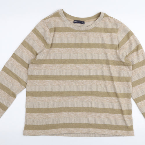 Marks and Spencer Womens Gold Round Neck  Polyester Pullover Jumper Size 18