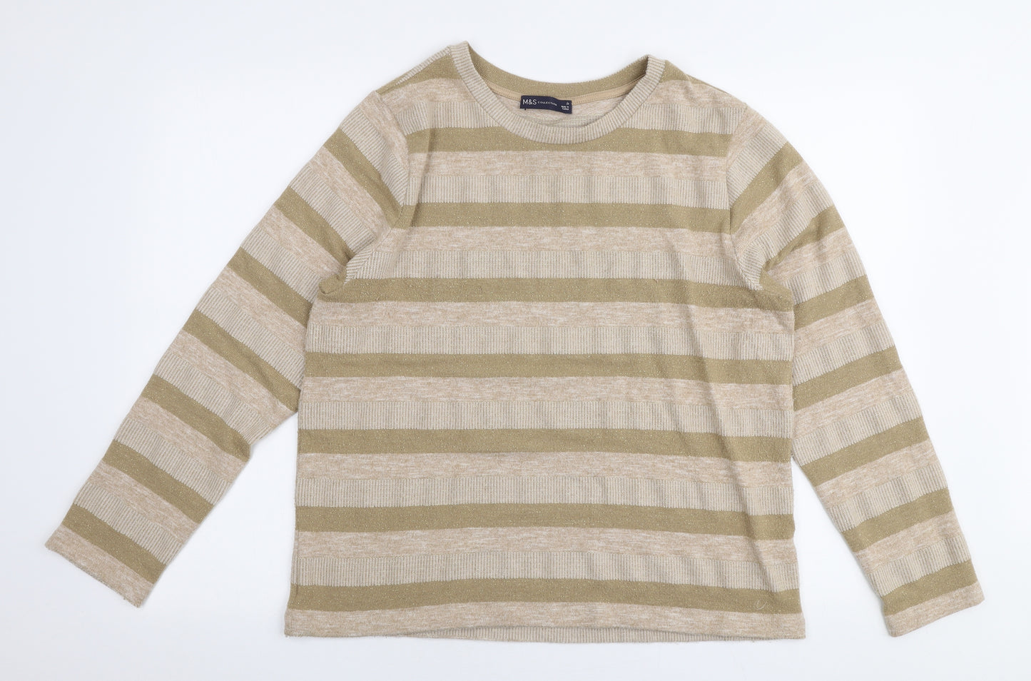 Marks and Spencer Womens Gold Round Neck  Polyester Pullover Jumper Size 18