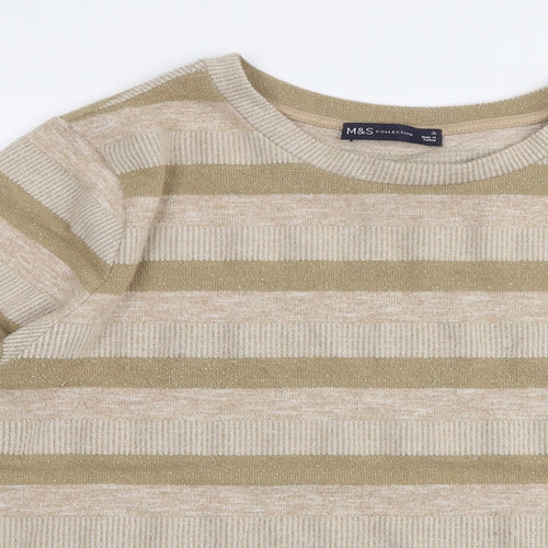 Marks and Spencer Womens Gold Round Neck  Polyester Pullover Jumper Size 18