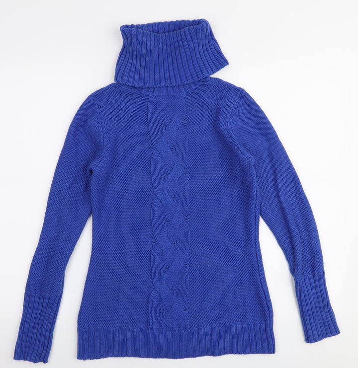 Gap Womens Blue Roll Neck Cotton Pullover Jumper Size M