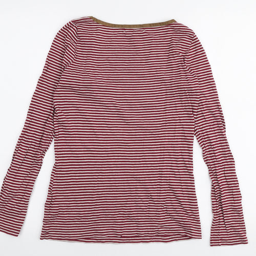 Ralph Lauren Womens Red Striped 100% Cotton Jersey T-Shirt Size XS Round Neck