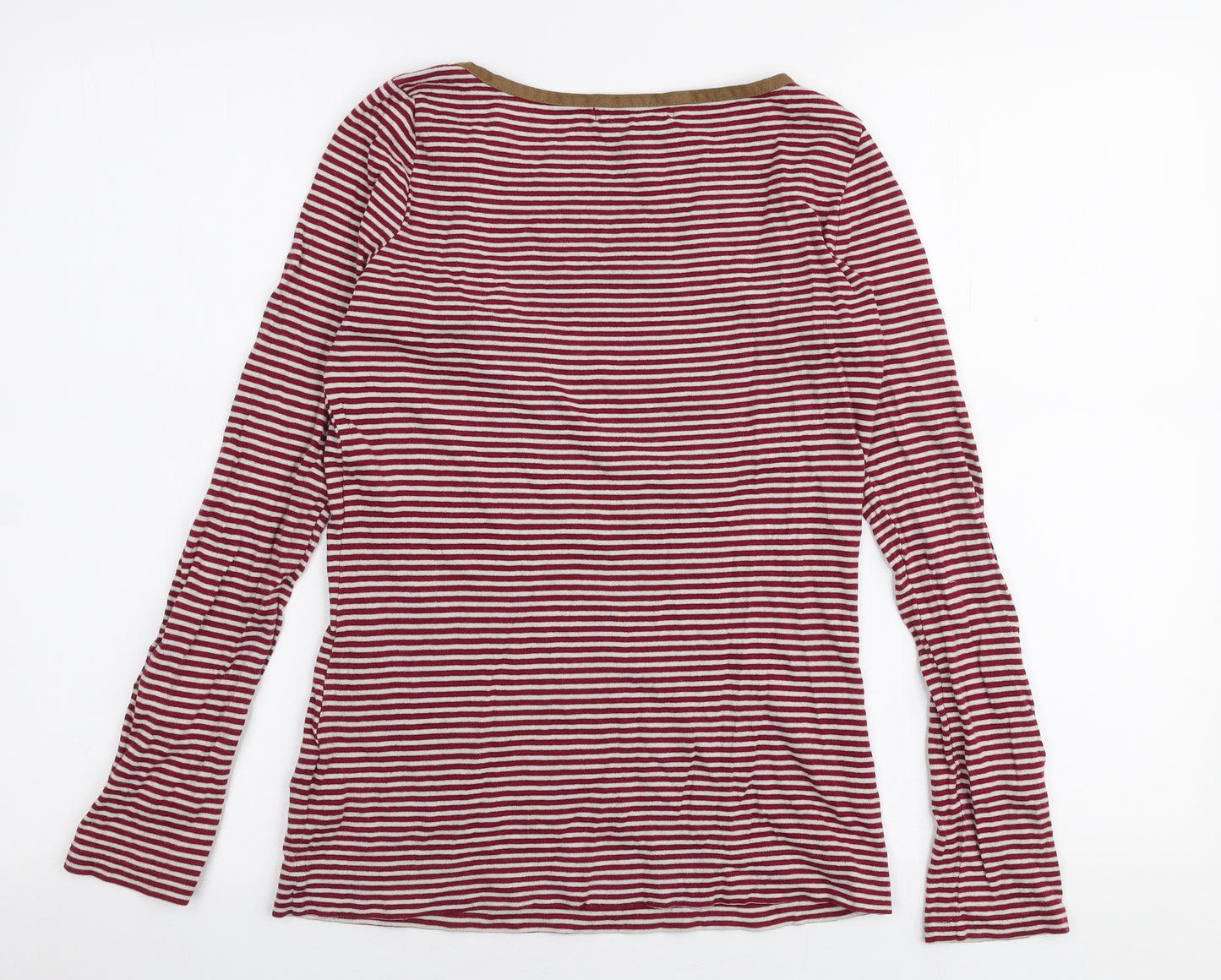 Ralph Lauren Womens Red Striped 100% Cotton Jersey T-Shirt Size XS Round Neck