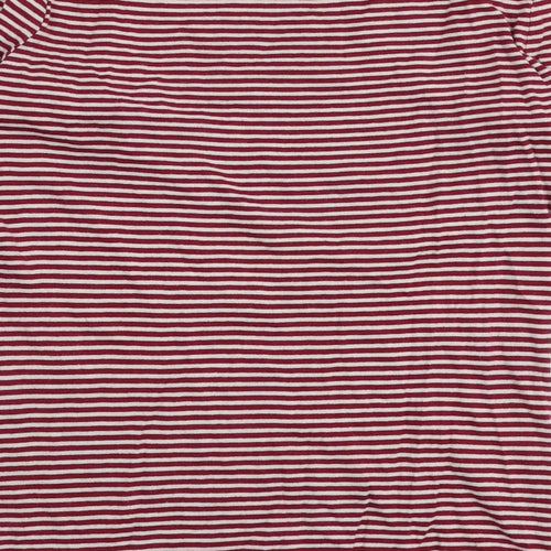 Ralph Lauren Womens Red Striped 100% Cotton Jersey T-Shirt Size XS Round Neck