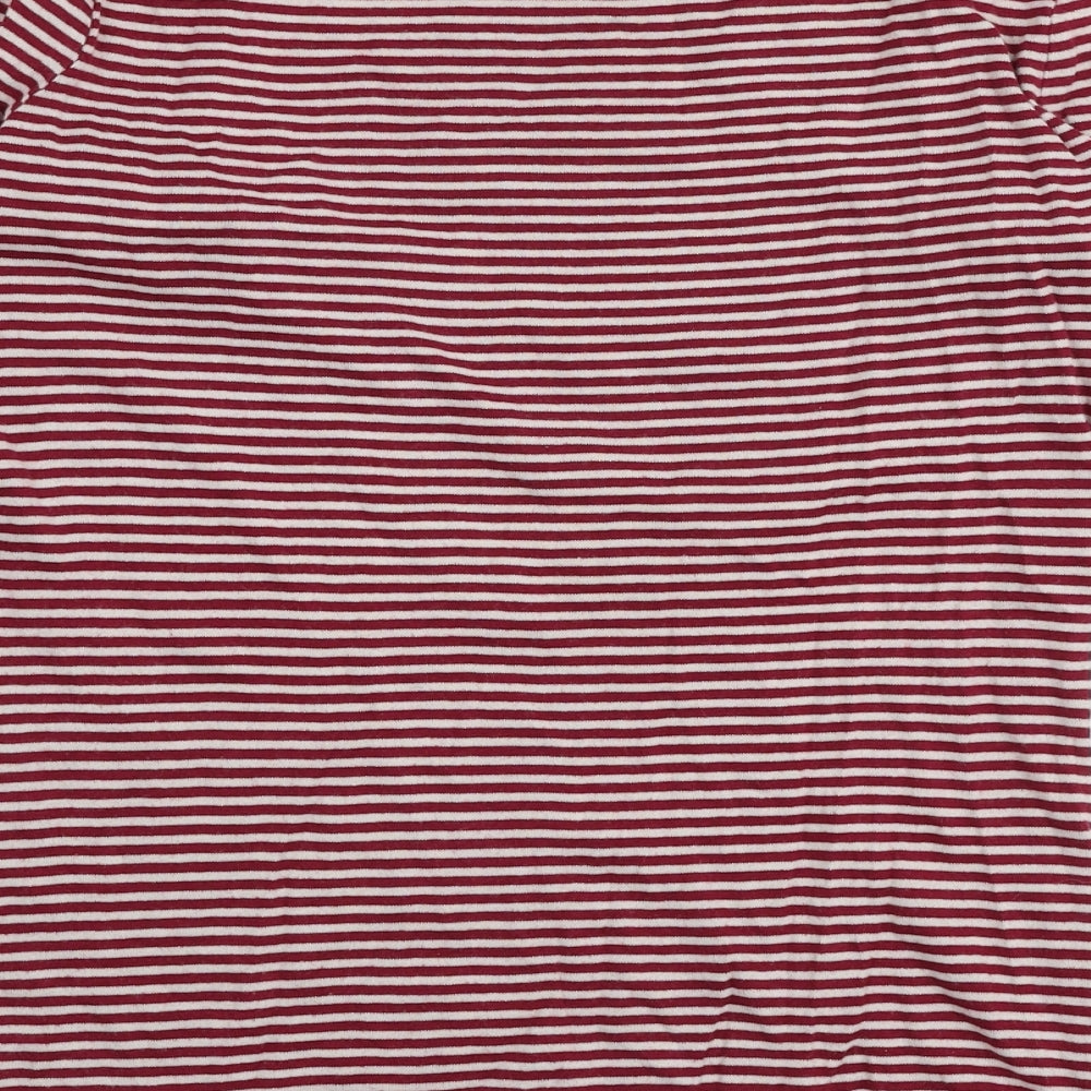 Ralph Lauren Womens Red Striped 100% Cotton Jersey T-Shirt Size XS Round Neck