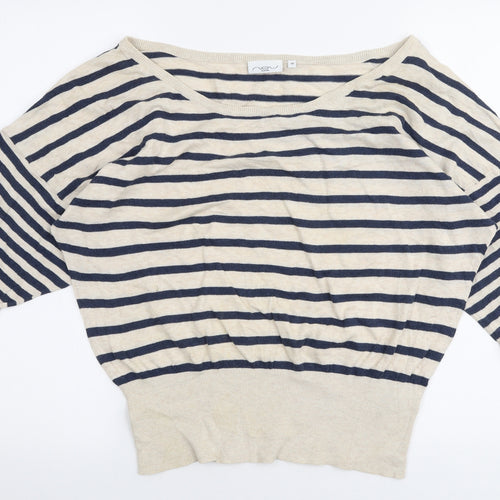 New Look Womens Multicoloured Boat Neck Striped 100% Cotton Pullover Jumper Size 16