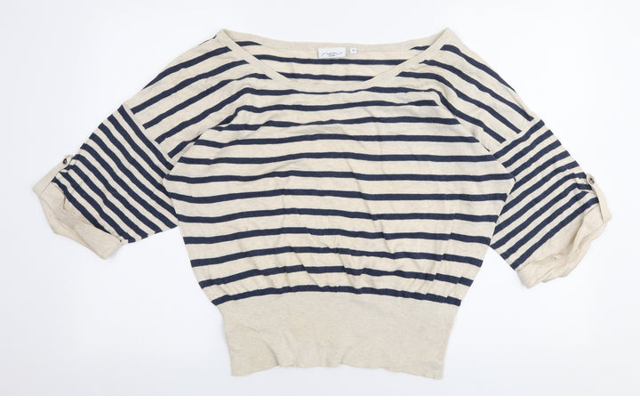 New Look Womens Multicoloured Boat Neck Striped 100% Cotton Pullover Jumper Size 16