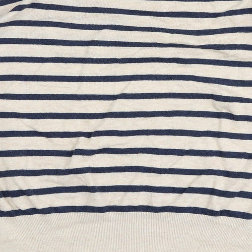 New Look Womens Multicoloured Boat Neck Striped 100% Cotton Pullover Jumper Size 16