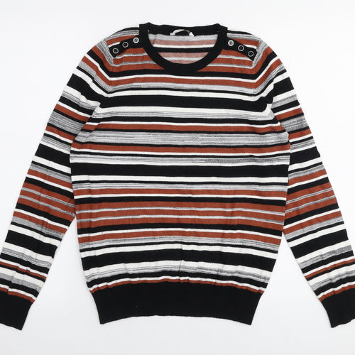 Pep & Co Womens Multicoloured Round Neck Striped Viscose Pullover Jumper Size 16
