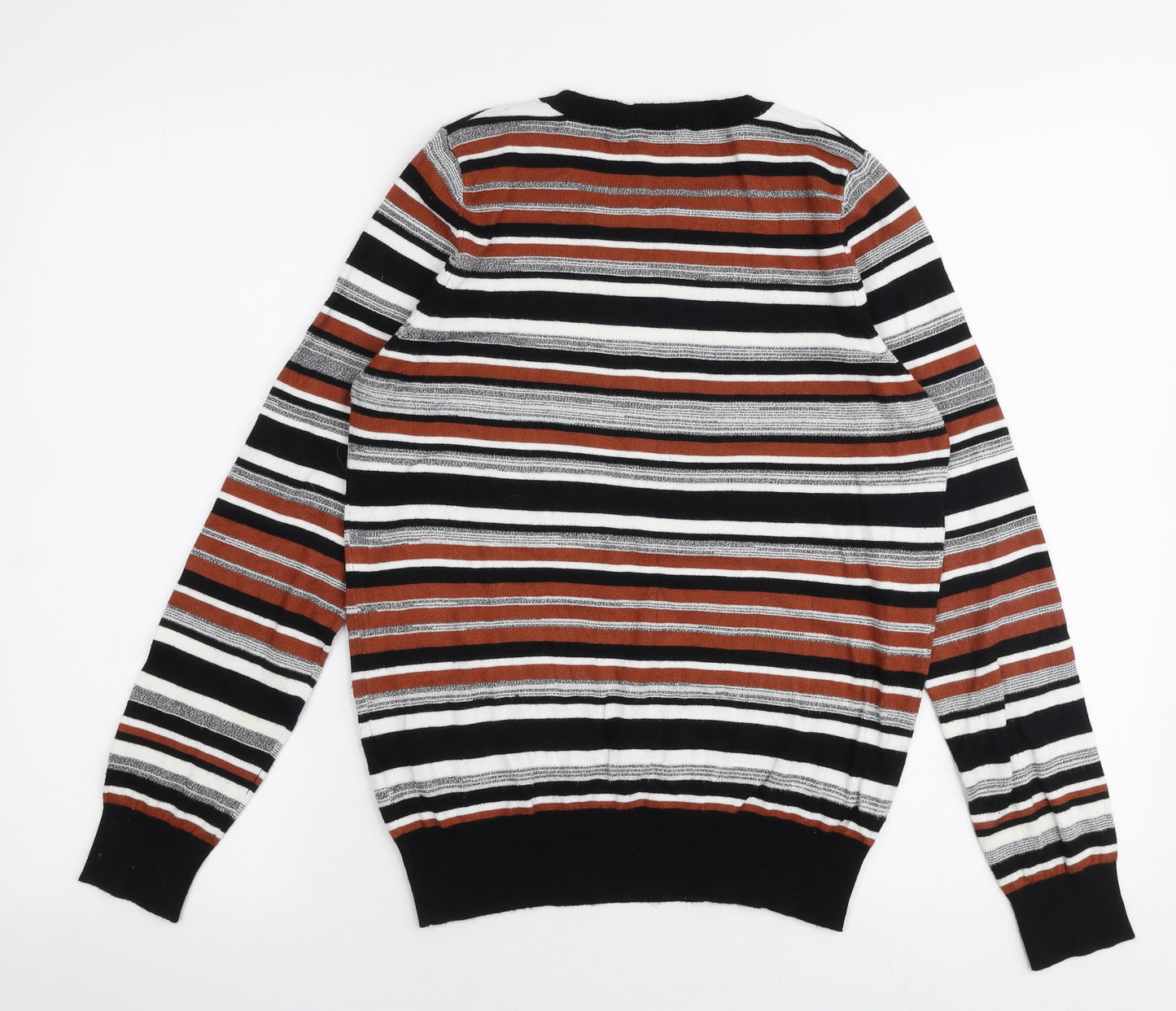 Pep & Co Womens Multicoloured Round Neck Striped Viscose Pullover Jumper Size 16