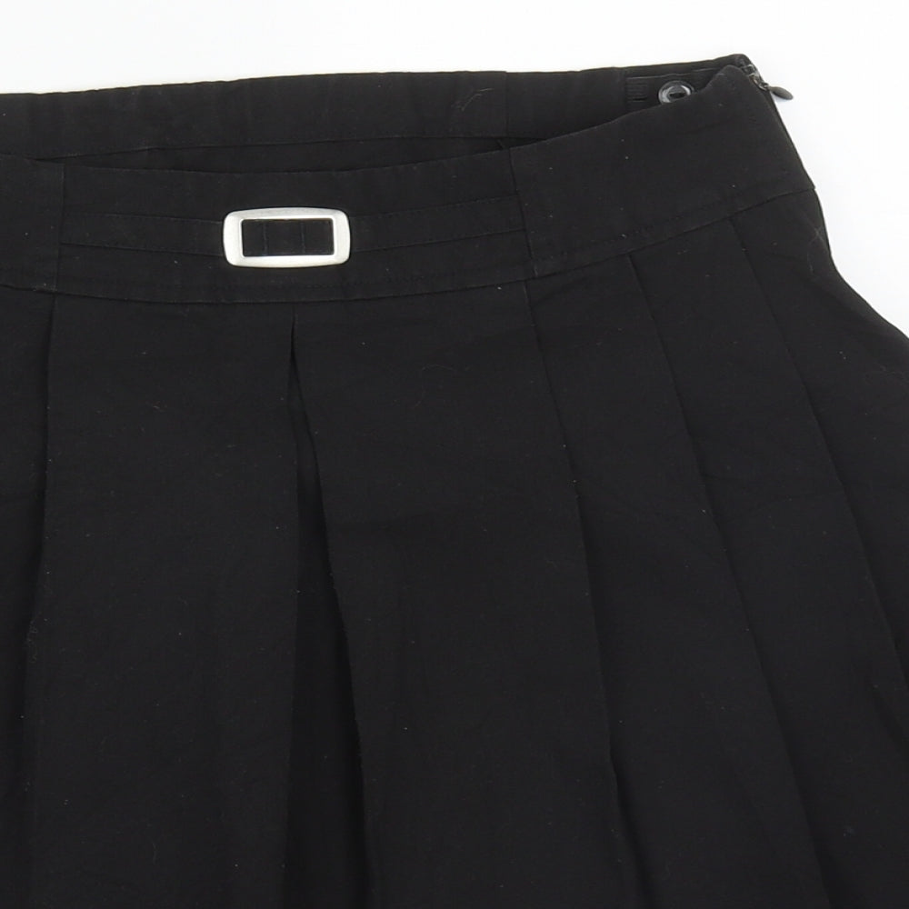 Marks and Spencer Girls Black  Polyester Pleated Skirt Size 12-13 Years  Regular Zip
