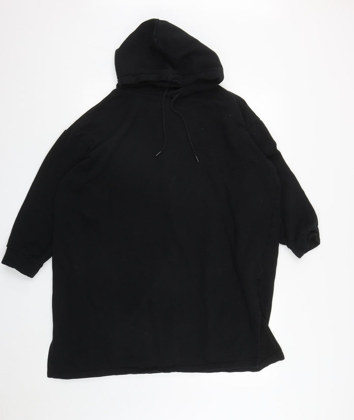 H&M Womens Black Cotton Pullover Hoodie Size M Drawstring