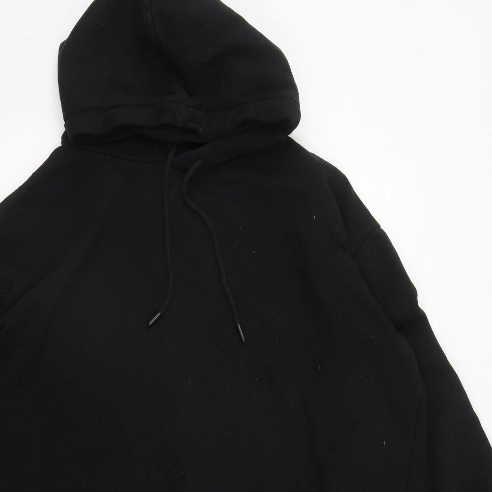 H&M Womens Black  Cotton Pullover Hoodie Size M  Drawstring