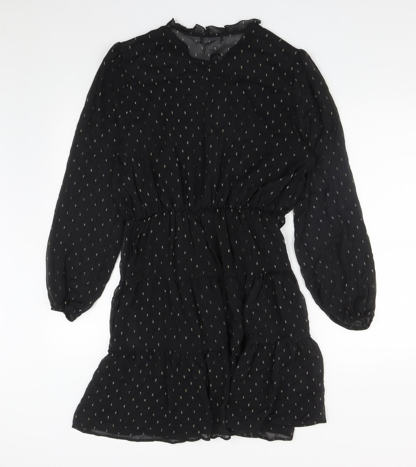 Matalan Womens Beige Geometric Polyester Fit & Flare  Size 16  Round Neck Tie