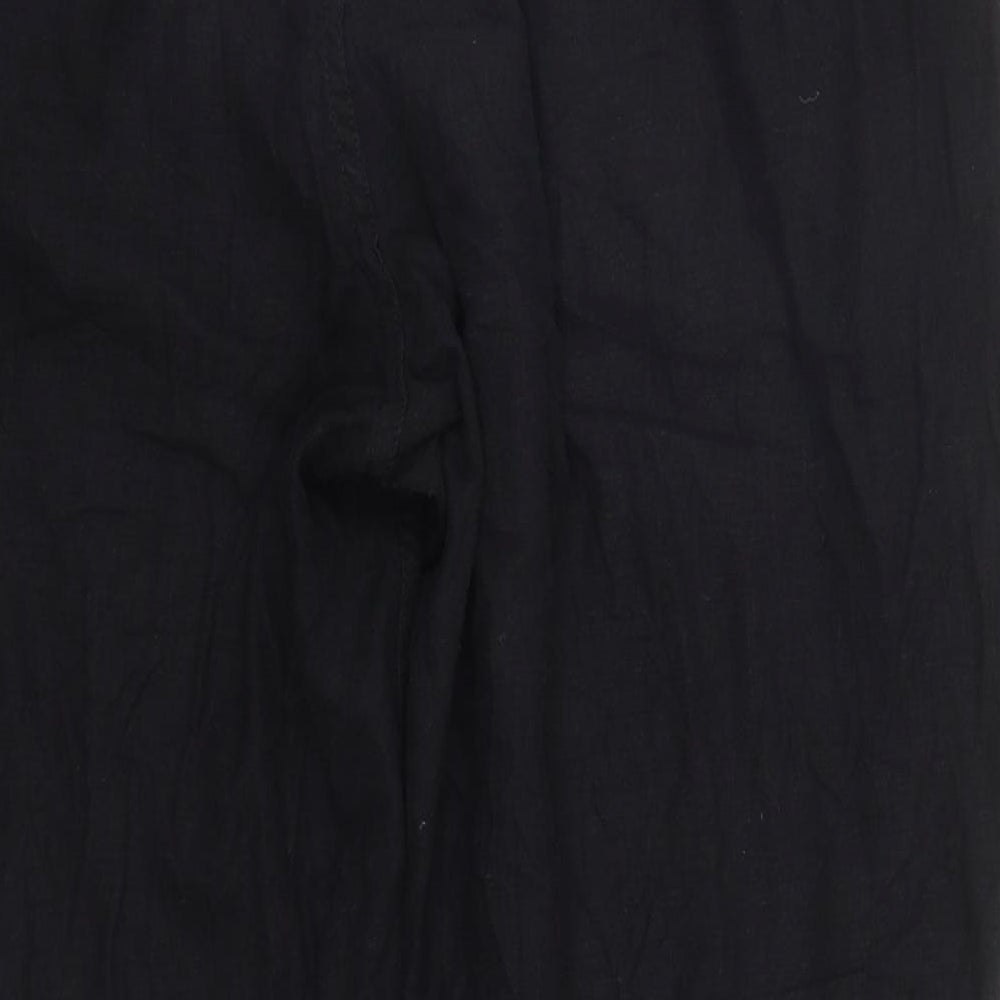 Zara Womens Black  Linen Jogger Trousers Size L L24 in Regular Zip