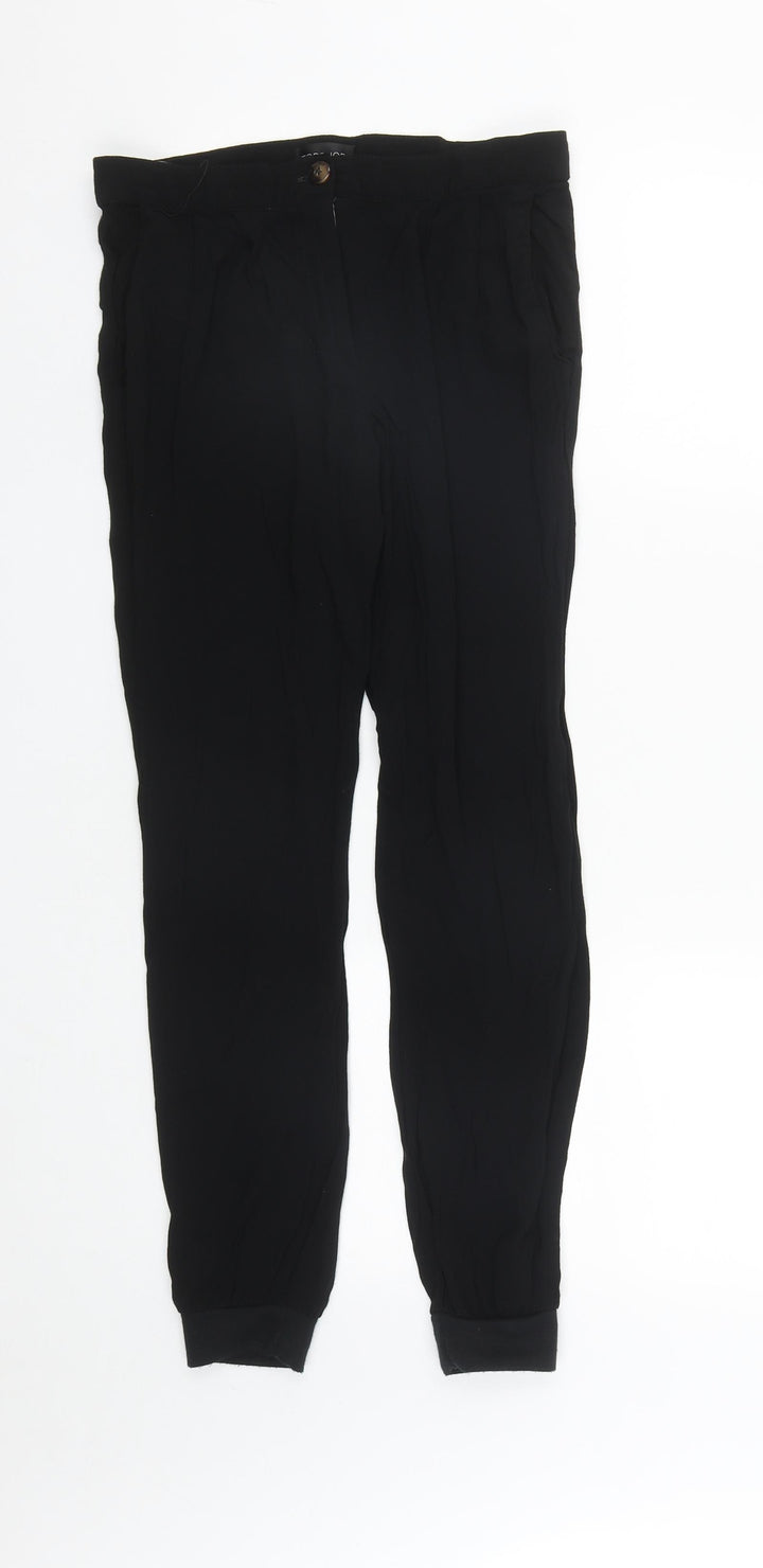 Topshop Womens Black Polyester Jogger Trousers Size 8 L27 in Regular Zip