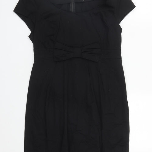 Be Beau Womens Black  Polyester Pencil Dress  Size 10  Round Neck Zip