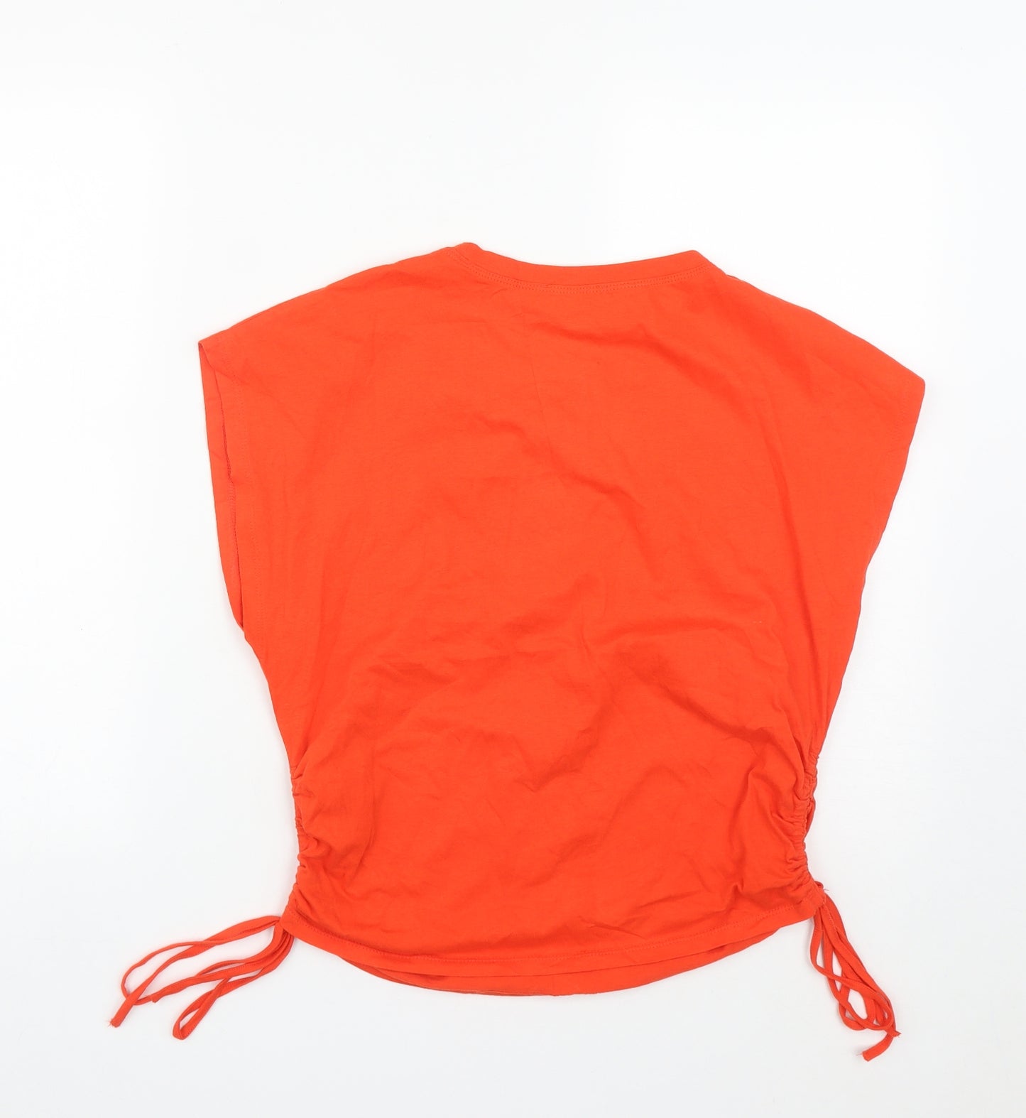 Zara Womens Orange  Cotton Cropped T-Shirt Size M Round Neck