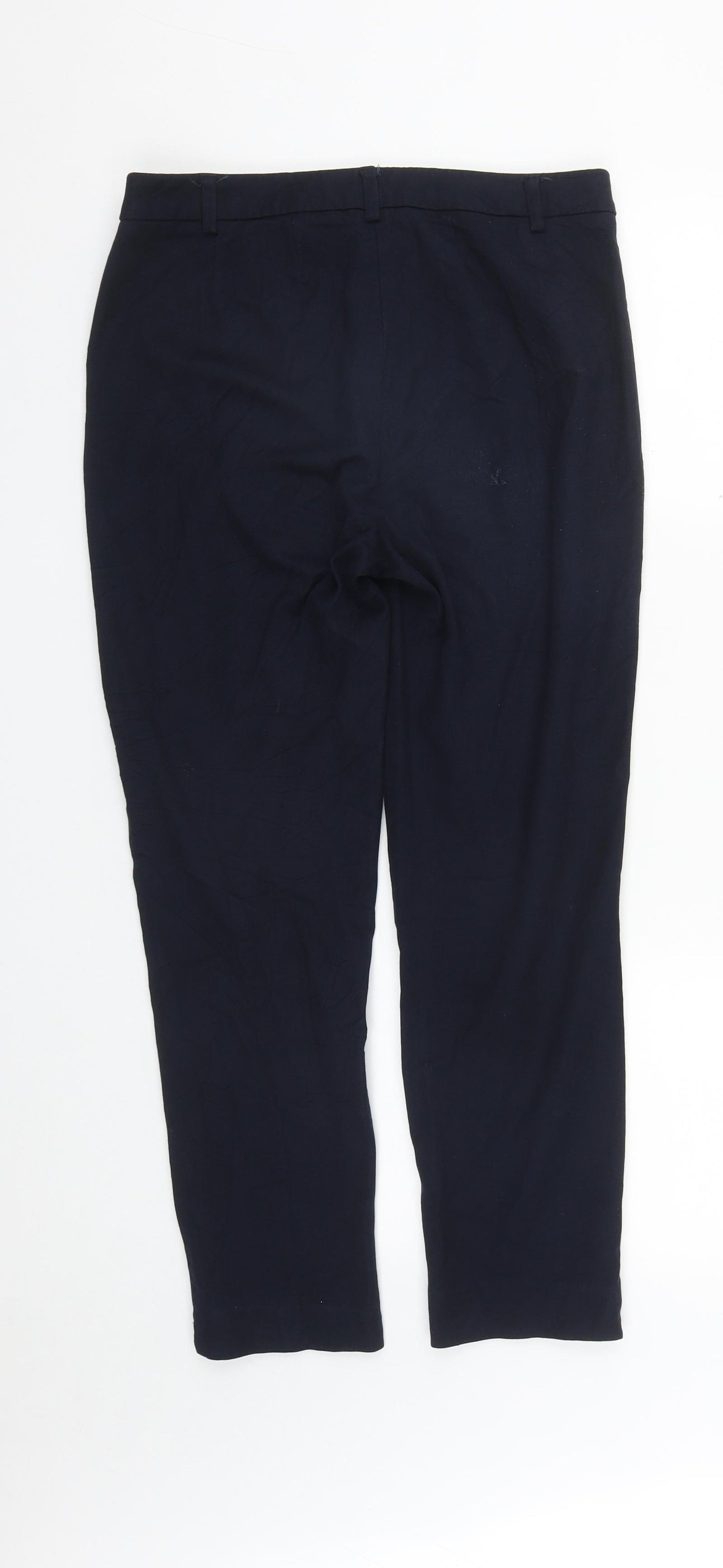 Marks and Spencer Womens Blue  Viscose Trousers  Size 10 L25 in Regular Zip
