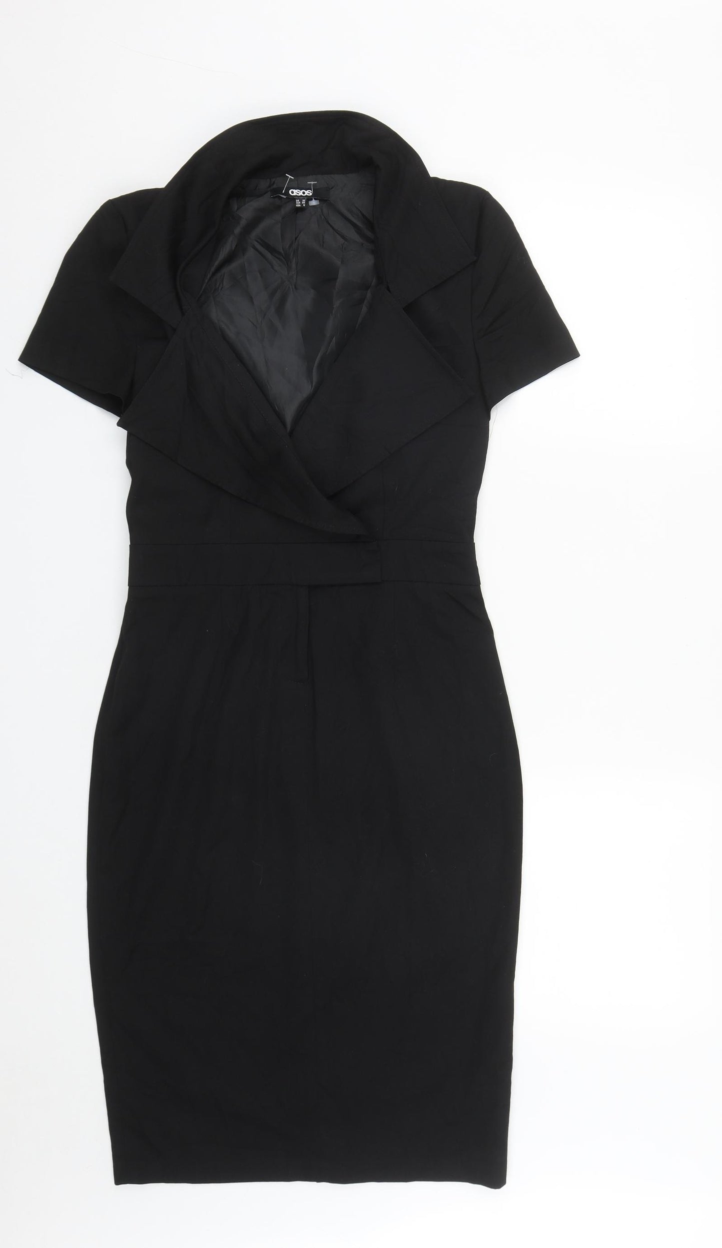 ASOS Womens Black  Polyester Pencil Dress  Size 10  V-Neck