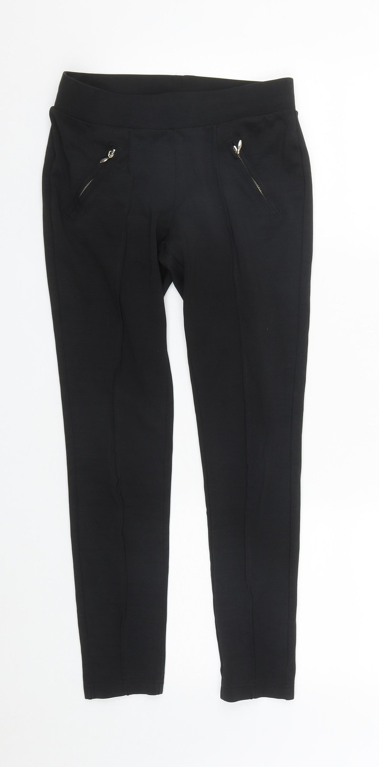 Matalan Womens Black  Viscose Cropped Trousers Size 8 L24 in Regular