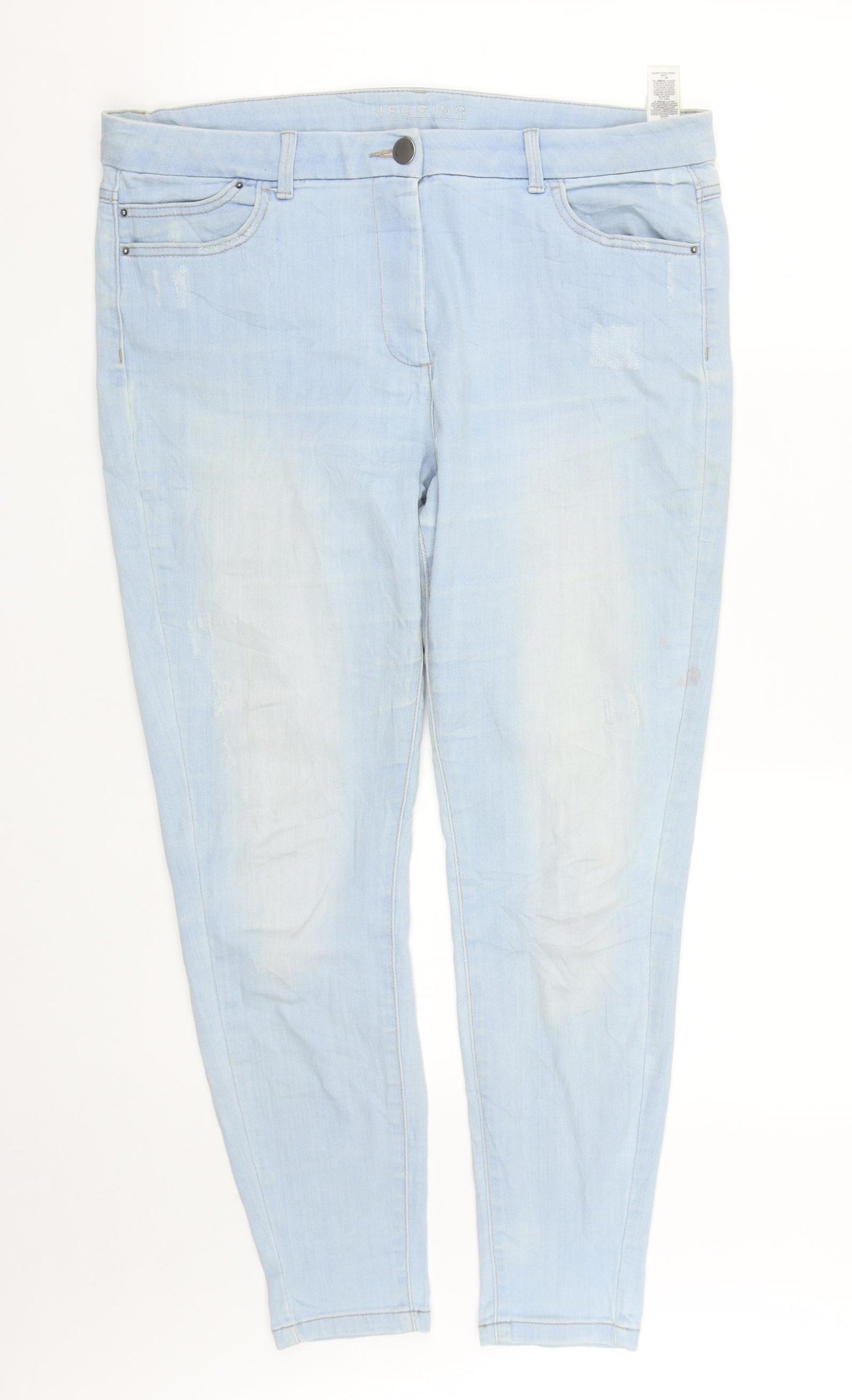 Marks and Spencer Womens Blue  Cotton Jegging Jeans Size 16 L25 in Regular Zip